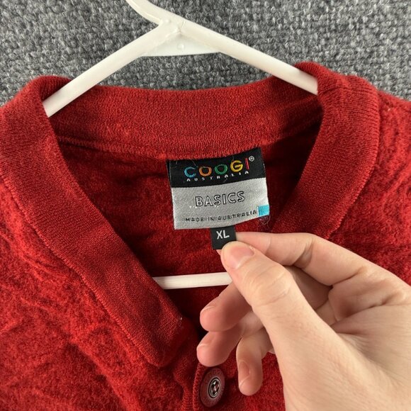 COOGI Women Pure New Wool Cardigan Sweater Red Buttons Pockets Knit Soft ~med - Picture 10 of 16